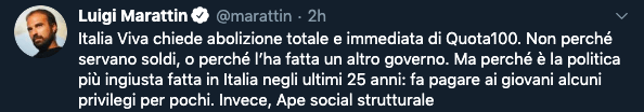 Marattin, Quota 100